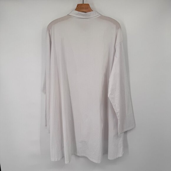 Bryn Walker Oversized Long-Sleeve Shirt tunic White Cotton stretch size XL - Picture 12 of 14
